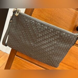 Vegan Leather Woven Convertible Crossbody Clutch EUC